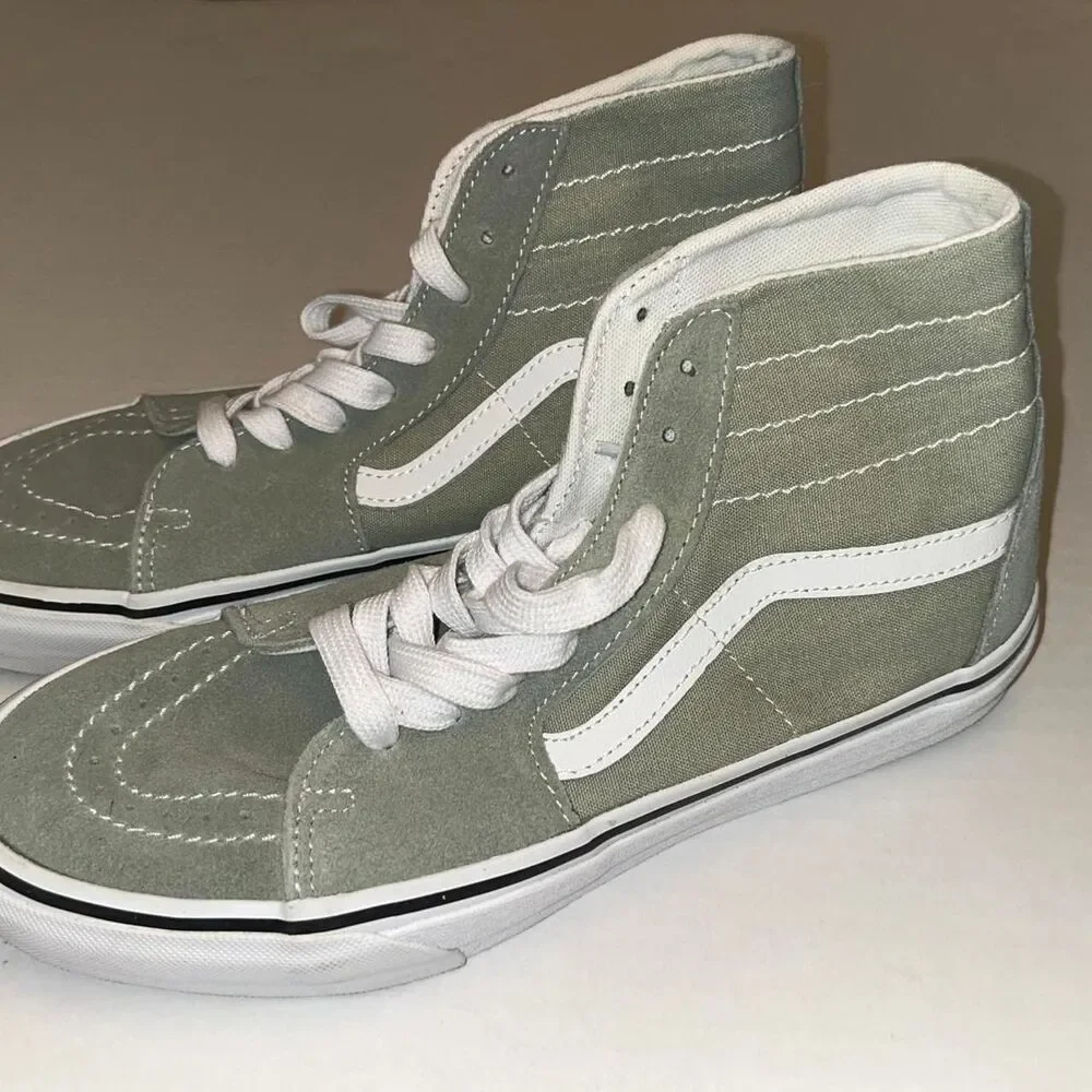Vans Sk8-Hi Green Embroidered Canvas High Top Shoes Size Mens 8.5 Womens 10